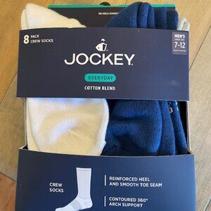 Jockey Men's 7-12 Everyday Cotton Blend Multi Blues Arch Support 8 Pack NEW